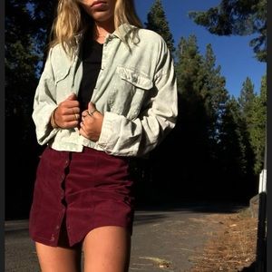 🍵mint green faux corduroy cropped jacket🍵